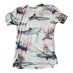 Cats riding sharks t-shirt - medium